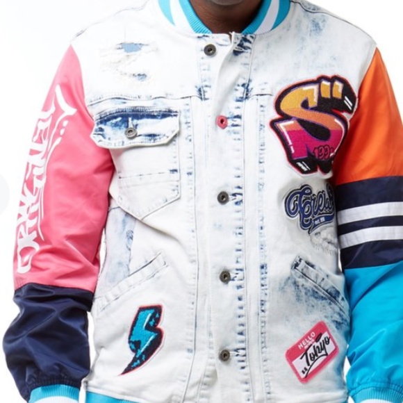 Smoke Rise Jackets & Coats Nwt Smoke Rise Denim And Nylon Graffiti